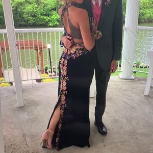 Prom dress- navy with flowers